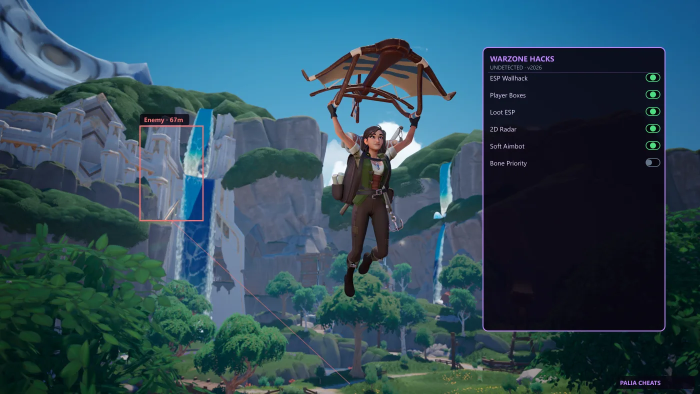 Aimbot panel showing FOV ring and smoothness sliders